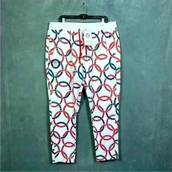 NWT Polo Ralph Lauren Women Team USA Olympic Rings Track Pants White Size M - Picture 1 of 5